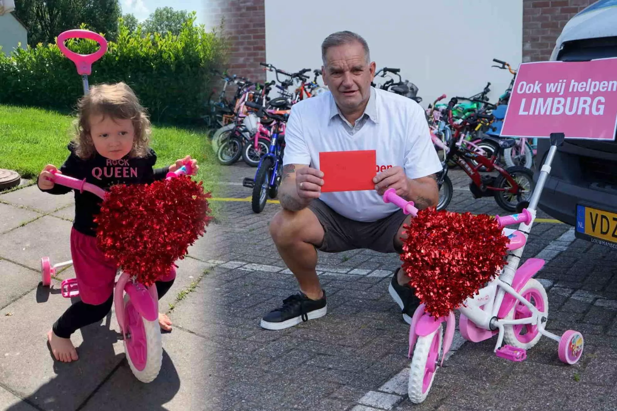 Jan Kooijman bezorgt Isa en 74 andere kinderen uit Limburg een nieuwe fiets na watersnood