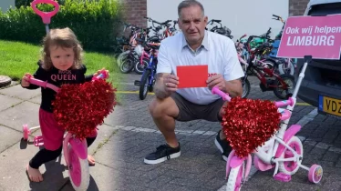 Jan Kooijman bezorgt Isa en 74 andere kinderen uit Limburg een nieuwe fiets na watersnood